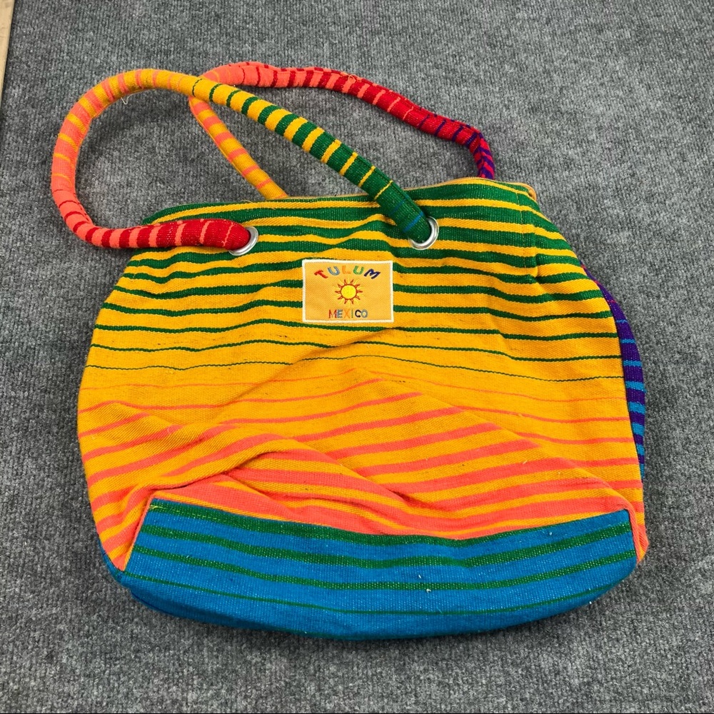 Boho summer bag woven detail cotton embroidered beach tote Tulum